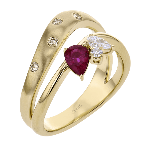 Two-Stone Diamond & Ruby Color Fashion Ring - Simon G. Jewelry