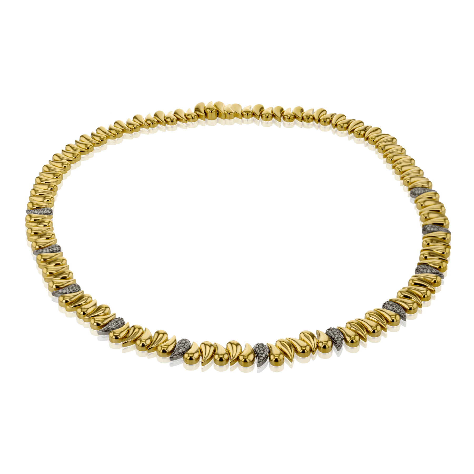 Two-Tone Diamond Link Necklace in 18k Gold with Diamonds - Simon G. Jewelry