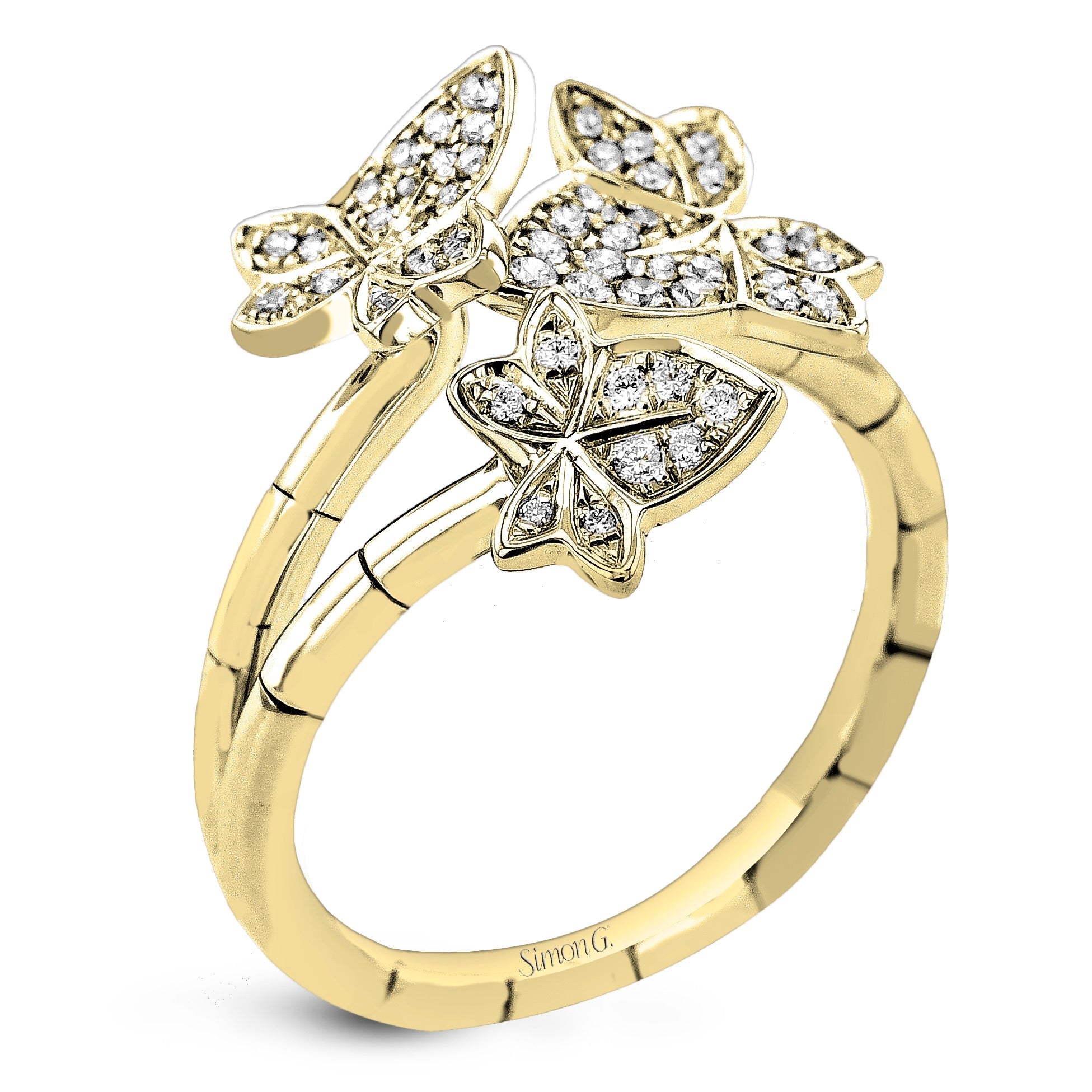 Vine Ring in 18k Gold with Diamonds - Simon G. Jewelry