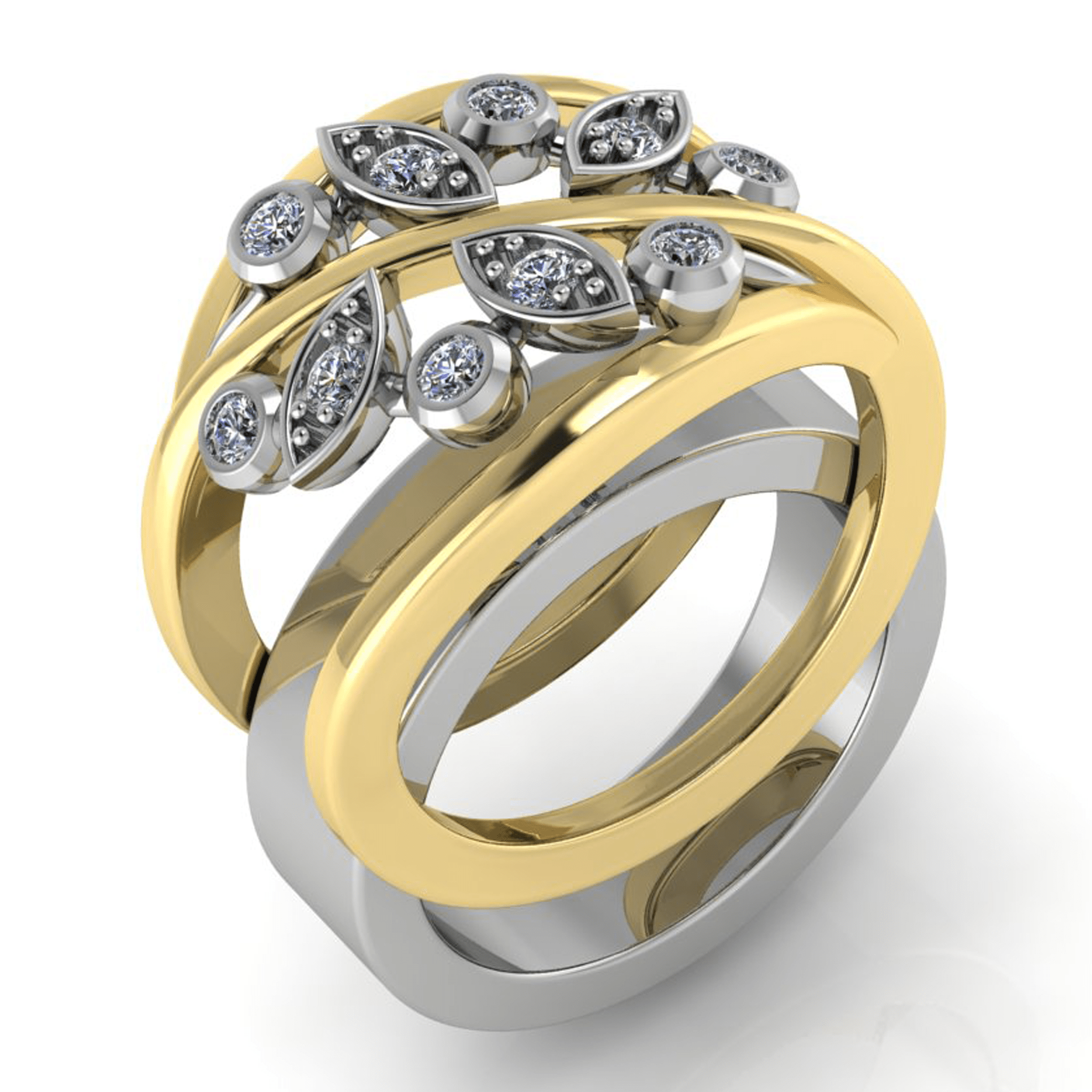 Vine Smart Ring Jacket in 14k Gold with Diamonds - Simon G. Jewelry