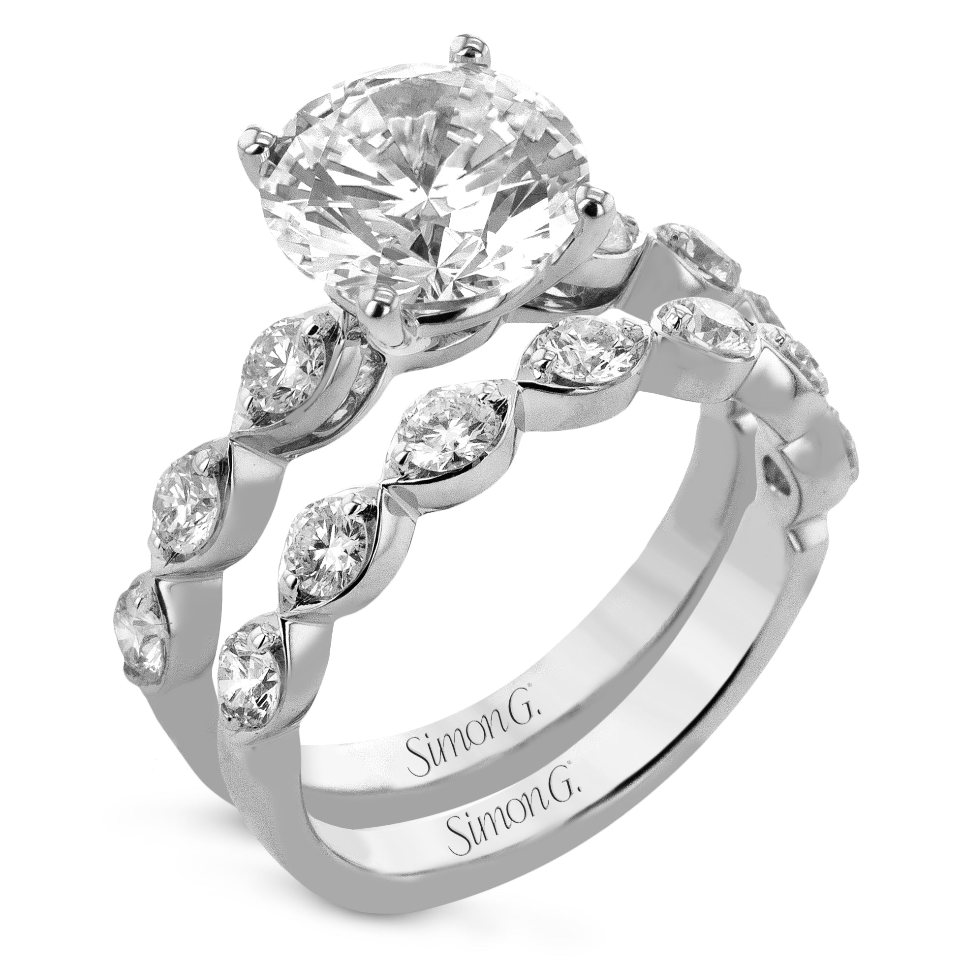 Wedding Set in 18k Gold with Diamonds - Simon G. Jewelry