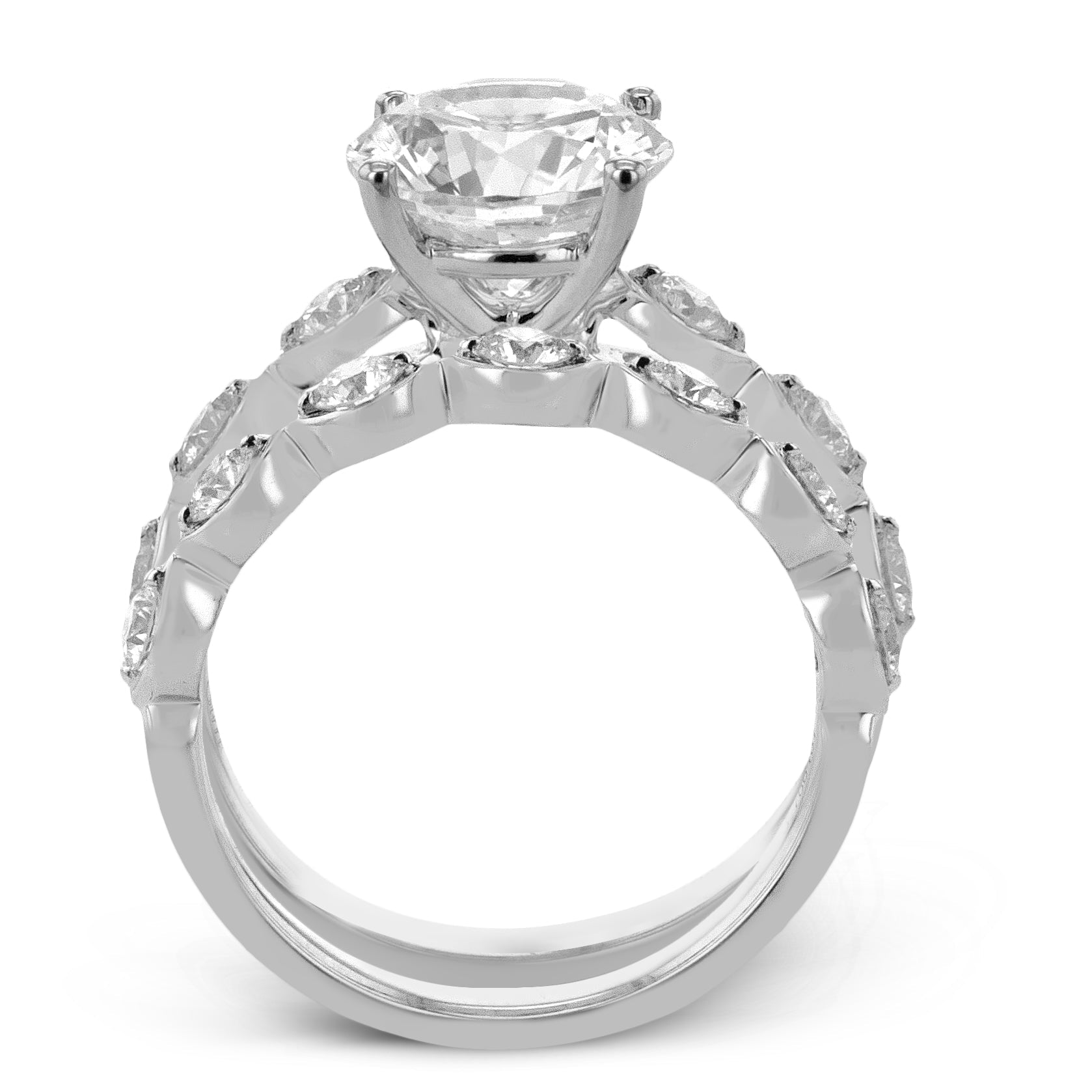 Wedding Set in 18k Gold with Diamonds - Simon G. Jewelry