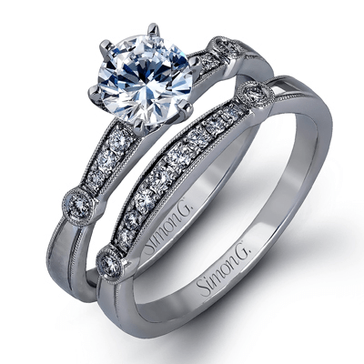 Wedding Set in 18k Gold with Diamonds - Simon G. Jewelry