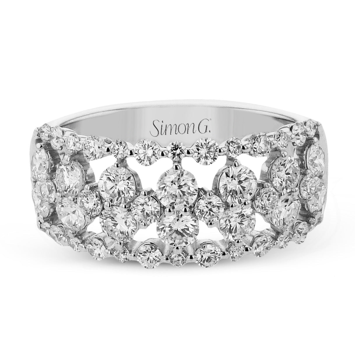 Wide Multi-Row Diamond Fashion Ring in 18k Gold - Simon G. Jewelry