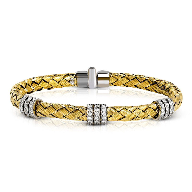 Woven Bangle in 18k Gold with Diamonds - Simon G. Jewelry