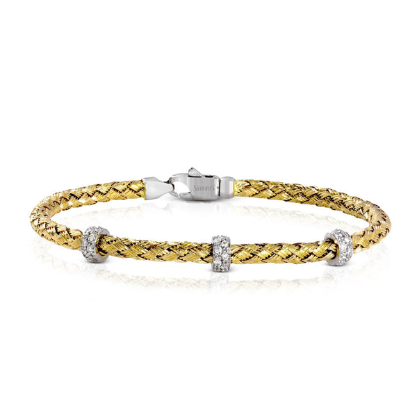 Woven Bangle in 18k Gold with Diamonds - Simon G. Jewelry