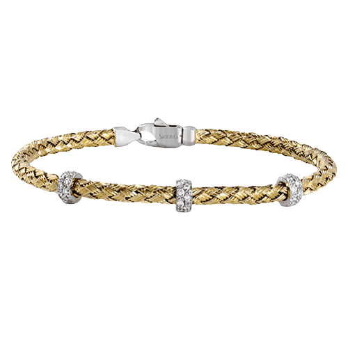 Woven Bangle in 18k Gold with Diamonds - Simon G. Jewelry