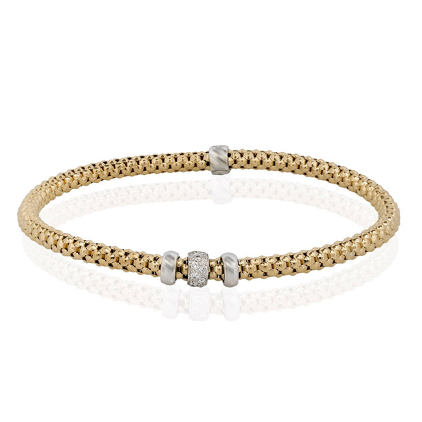 Woven Bracelet in 18k Gold with Diamonds - Simon G. Jewelry