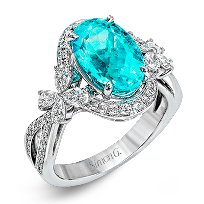 Paraiba Color Ring In 18k Gold With Diamonds