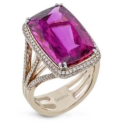Ring In 18k Gold With Rubellite And Diamonds
