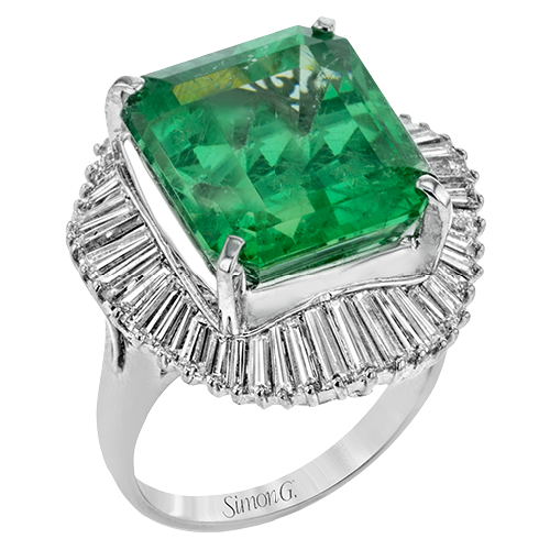 One-of-a-Kind Emerald Halo Ring In 18k Gold With Diamonds