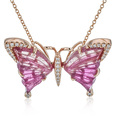 Butterfly Dream Tourmaline Pendant Necklace in 18k Gold with Diamonds