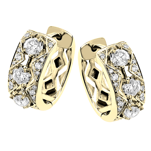 Huggie Hoop Earrings in 18k Gold with Diamonds