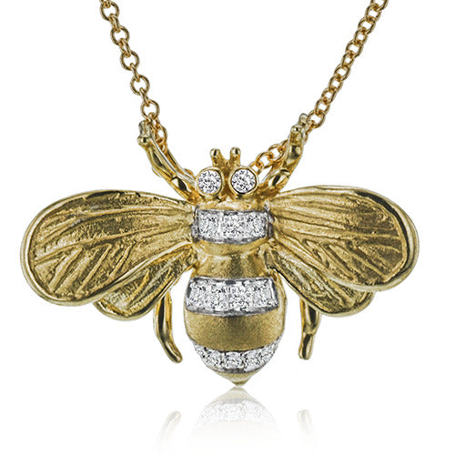 Bee Pendant Necklace in 18k Gold with Diamonds