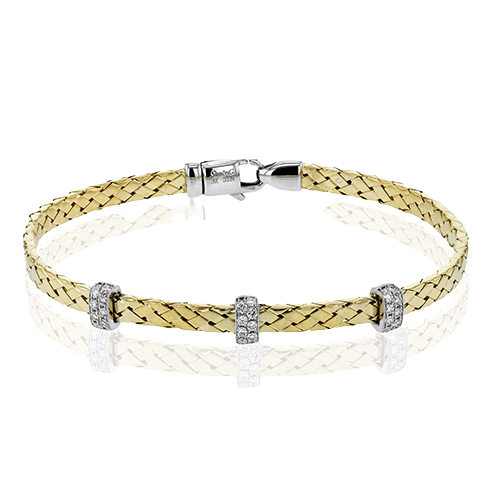 Woven Bangle in 18k Gold with Diamonds