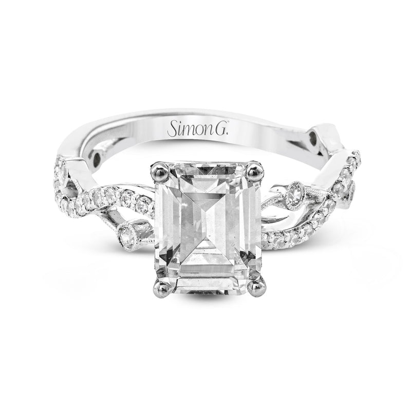 Emerald-Cut Criss-Cross Engagement Ring In 18k Gold With Diamonds