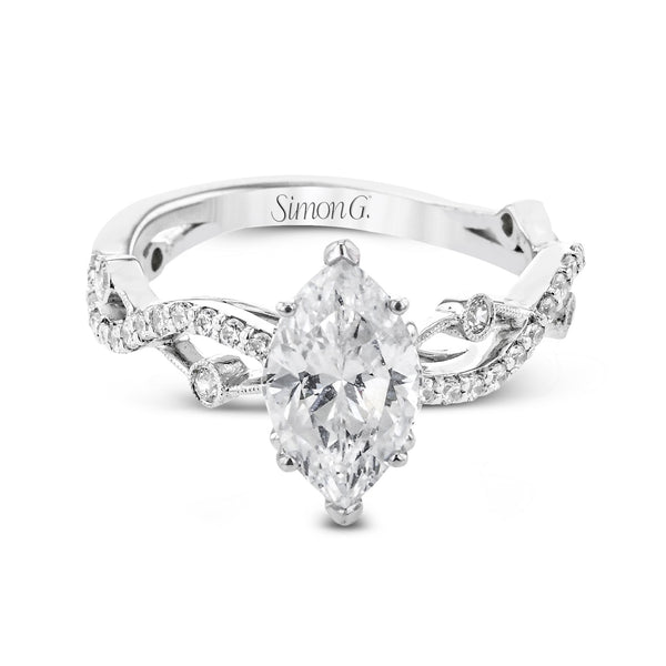 Marquise-Cut Criss-Cross Engagement Ring In 18k Gold With Diamonds