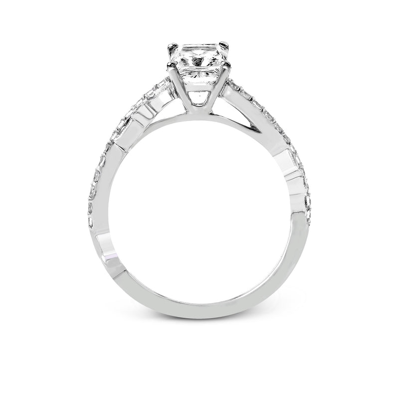 Emerald-Cut Criss-Cross Engagement Ring In 18k Gold With Diamonds