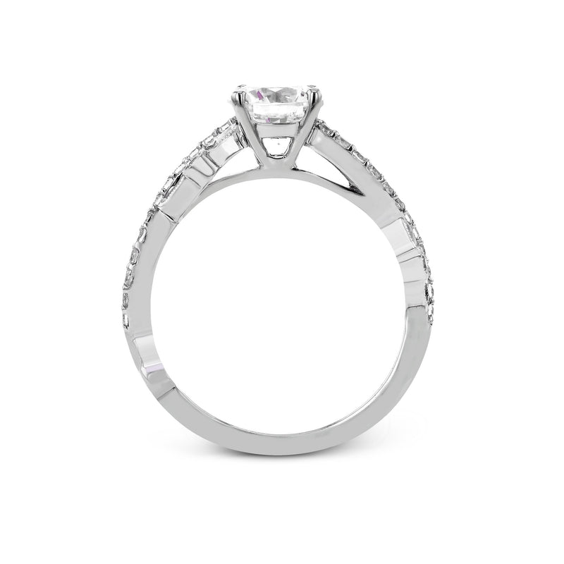 Round-Cut Criss-Cross Engagement Ring In 18k Gold With Diamonds