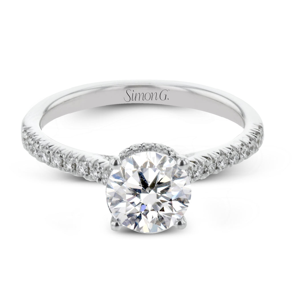 Pave Halo Diamond Engagement Ring | Simon G. Jewelry