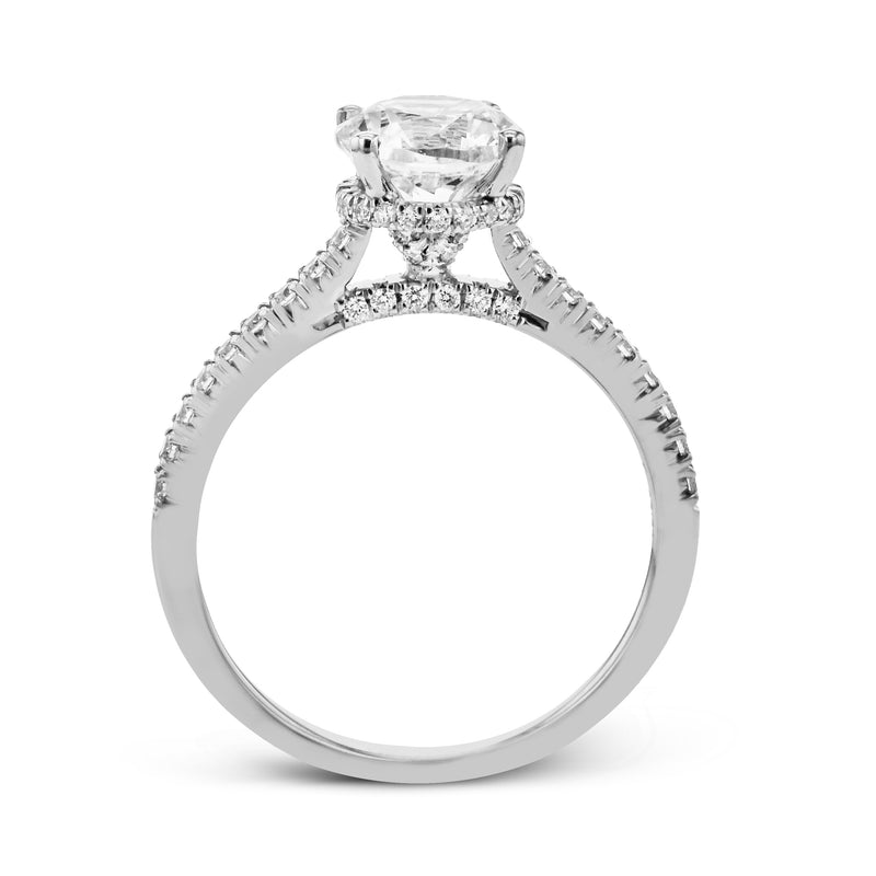Round-Cut Hidden Halo Engagement Ring In 18k Gold With Diamonds