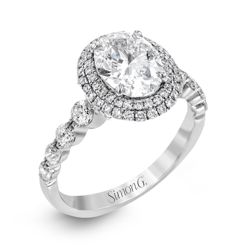 Oval-Cut Double-Halo Engagement Ring In 18k Gold With Diamonds