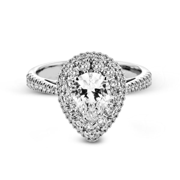 Pear-Cut Double-Halo Engagement Ring In 18k Gold With Diamonds
