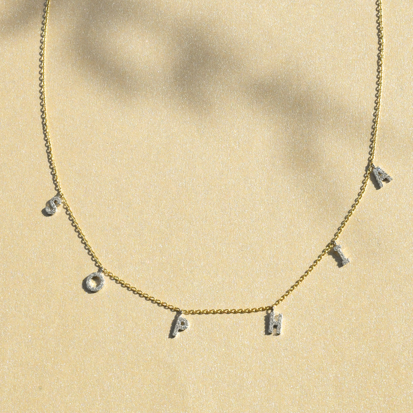 Personalized Initial Necklace in 18k Gold with Diamonds