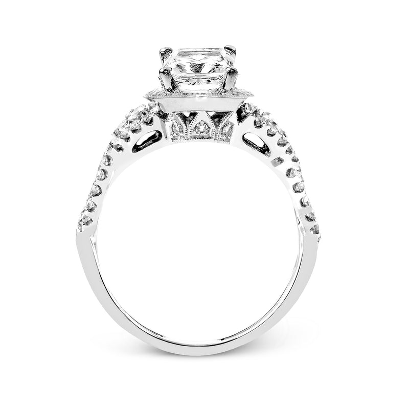 Princess-Cut Halo Engagement Ring In 18k Gold With Diamonds