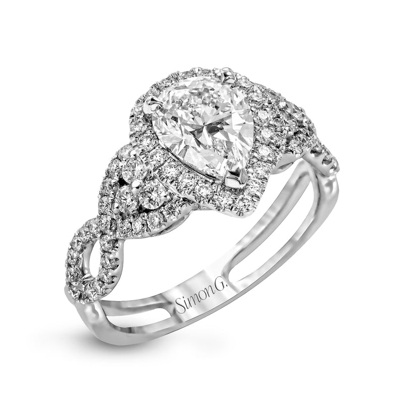 Pear-Cut Halo Engagement Ring In 18k Gold With Diamonds