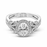 Oval-Cut Halo Engagement Ring In 18k Gold With Diamonds
